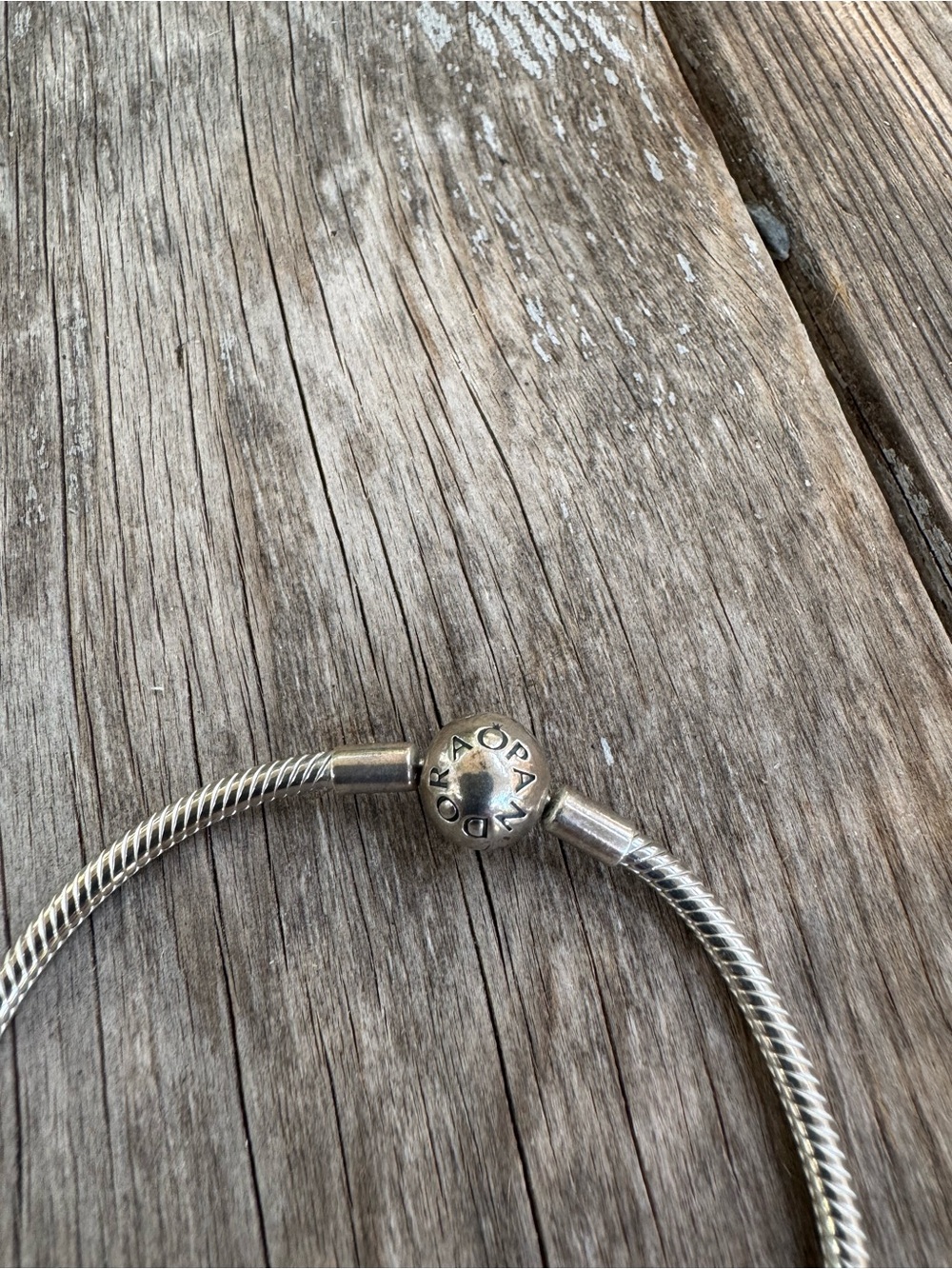 Pandora Silver Necklace with Pandora Circular Hoop Charm Holder. - Picture 4 of 6
